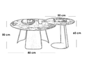 Iron, MDF and Marble wood Coffee Tables Set 2 Pieces - Gold and White