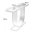 Iron, MDF and Marble wood Console White and Gold - 130x40x100 cm