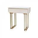 Iron and MDF Artificial wood Console Gold and White - 70x40x80 cm