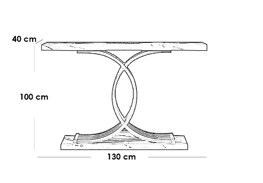 Iron and Alternative Marble Console Gold and White - 130x40x100 cm