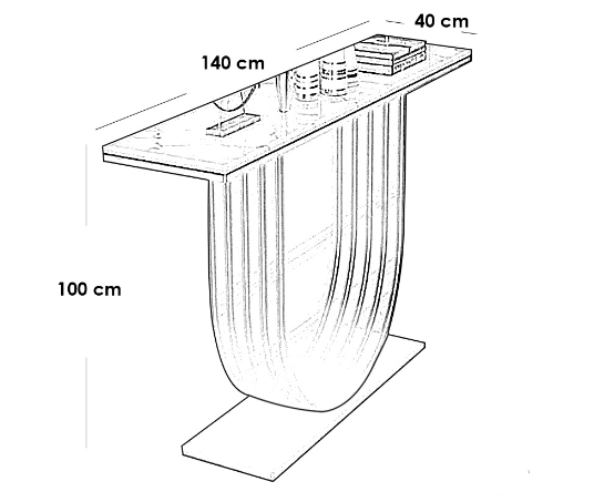 Iron, MDF and Marble wood Console Silver and White - 140x40x100 cm