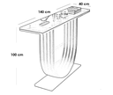 Iron, MDF and Marble wood Console Silver and White - 140x40x100 cm