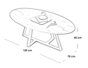 Iron, MDF and Marble wood Coffee Table Gold and White - 120x70x45 cm