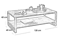 Iron, Marble and MDF Marble wood Coffee Table Black and Brown - 120x60x45 cm