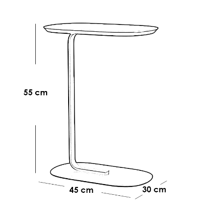Iron and Mdf Wood Side Table Green - 45x30x55 cm