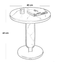 Iron, MDF and Marble wood Side Table White and Gold - 40x40x60 cm