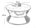 Iron, Marble and MDF Marble wood Coffee Table Black White - 70x70x45 cm
