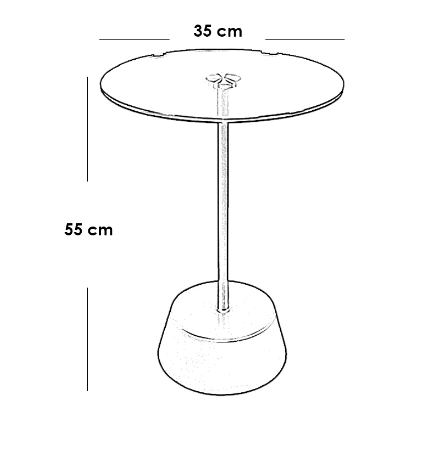 Iron and Alternative Marble Side Table Black and Gold - 35x35x55 cm