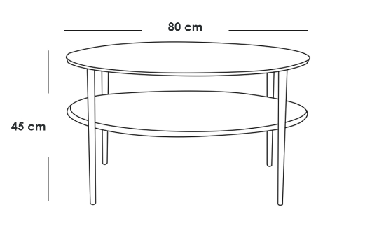 Coffee Table 80×45 cm - Brown & Black