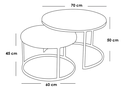 Metal and Marble Wood Side Tables Set 2 pieces - Black and White