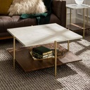 Marble Wood and Iron Coffee Table Multi color - 100x100x50 cm