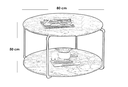 Marble Wood and Iron Coffee Table Black and White - 80x50 cm