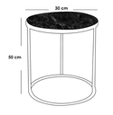 Metal and Marble Wood Side Tables Set 3 pieces - Black