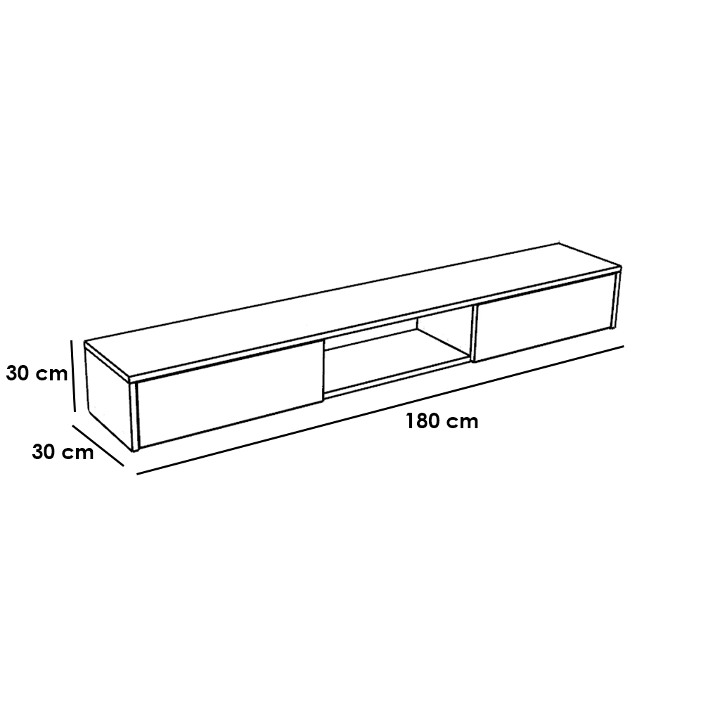 Natural Particle Board TV Table Black - 180x30x30 cm