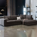Swedish wood and polyester L-shape sofa 
