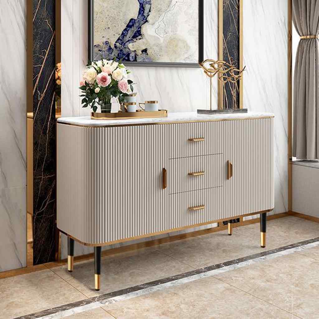 طاولة مدخل 90×40×200 سم - أبيض وبيج 