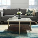Marble Wood and Iron Coffee Table Multi color - 100x100x50 cm