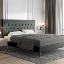 MDF wood and burlap Bed  - Grey