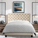 MDF wood and burlap Bed  - Beige