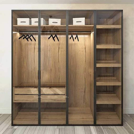 [Batch 9001002] MDF Dressing 2 doors Black and Beige - 210x40x220 cm