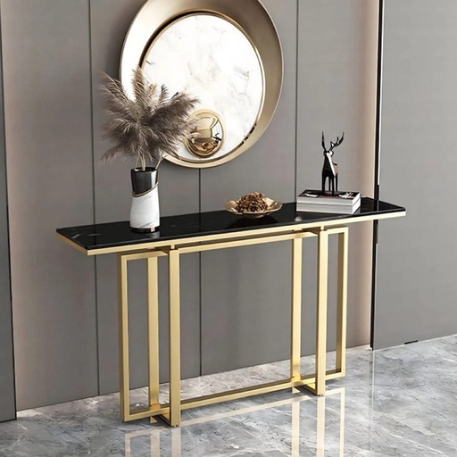 [Batch 9001003] Iron and Alternative Marble Console Gold and Black - 130x40x100 cm