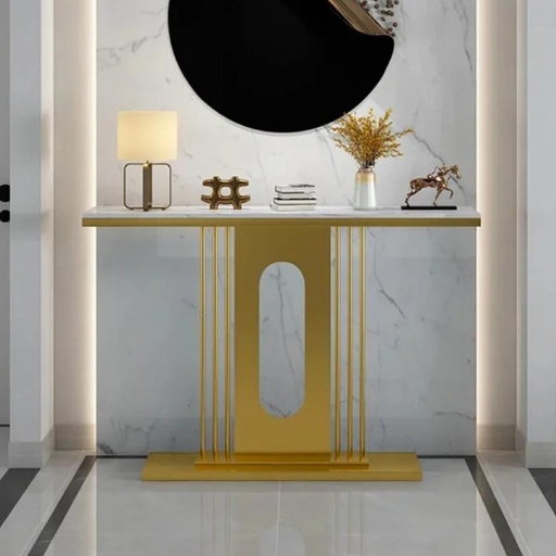 [Batch 9001003] Iron, MDF and Marble wood Console White and Gold - 140x40x100 cm