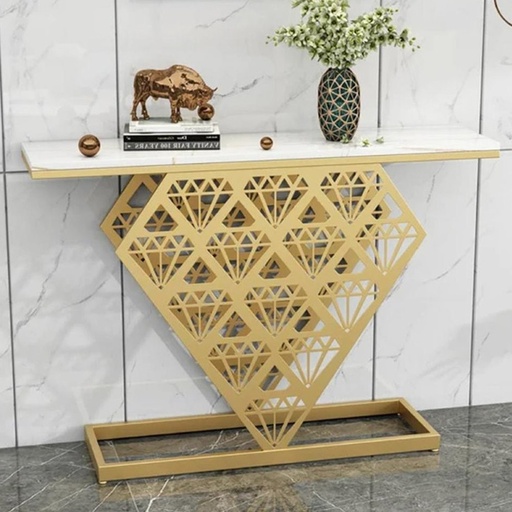 [Batch 9001003] Iron and Alternative Marble Console White and Gold - 140x40x100 cm