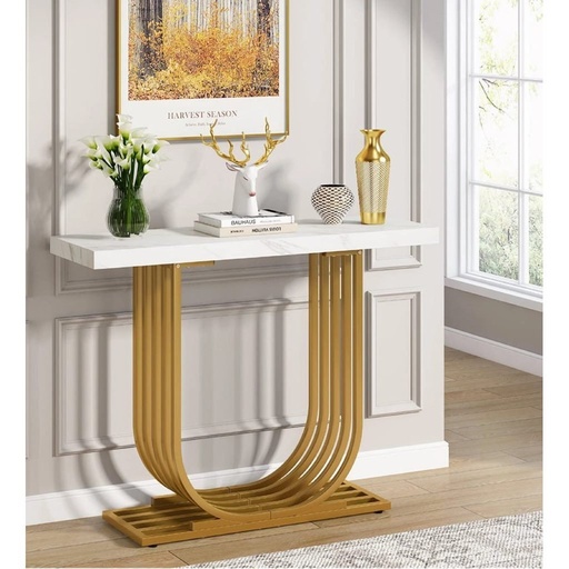 [Batch 9001003] Iron and Alternative Marble Console White and Gold - 120x40x100 cm