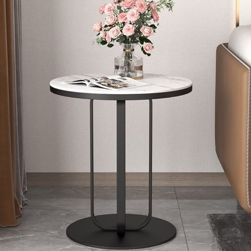 [Batch 9001003] Iron, MDF and Marble wood Side Table Black and White - 45x45x60 cm