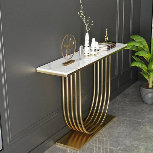 [Batch 9001003] Iron, MDF and Marble wood Console White and Gold - 130x40x100 cm
