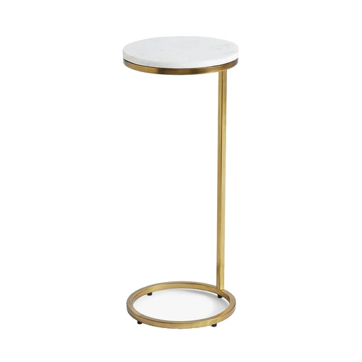 [Batch 9001003] Iron, MDF and Marble wood Side Table White and Gold - 30x30x55 cm
