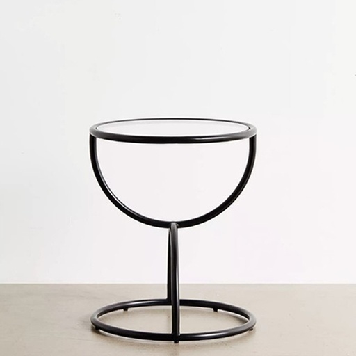 [Batch 9001003] Iron and Glass Side Table Black - 35x35x55 cm