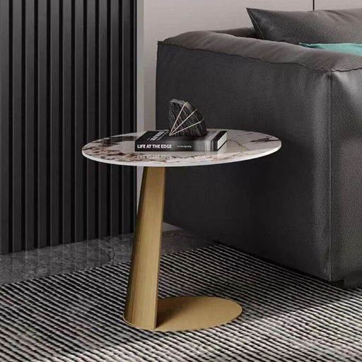 [Batch 9001003] Iron, MDF and Marble wood Side Table Gold and White - 45x45x55 cm