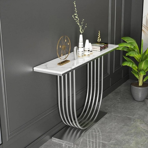 Iron, MDF and Marble wood Console - 140x40x100 cm