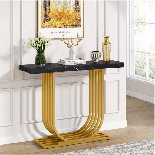 [Batch 9001003] Iron and Alternative Marble Console Black and Gold - 130x40x100 cm