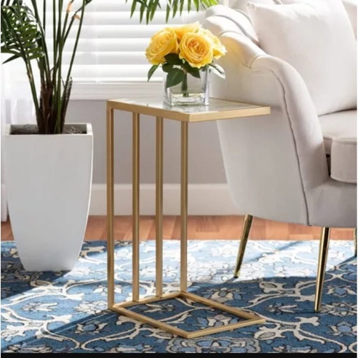 [Batch 9001003] Iron and Transparent Glass Side Table Gold - 35x35x55 cm