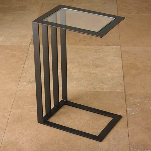 [Batch 9001003] طاولة جانبية حديد وزجاج اسود - 35×35×55 سم