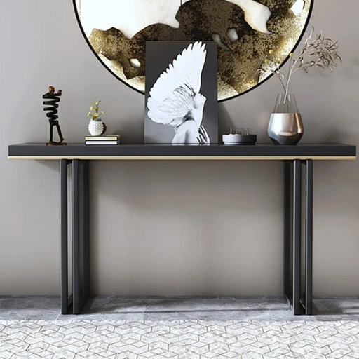 [Batch 9001003] Iron and Alternative Marble Console Black and Gold - 140x40x100 cm