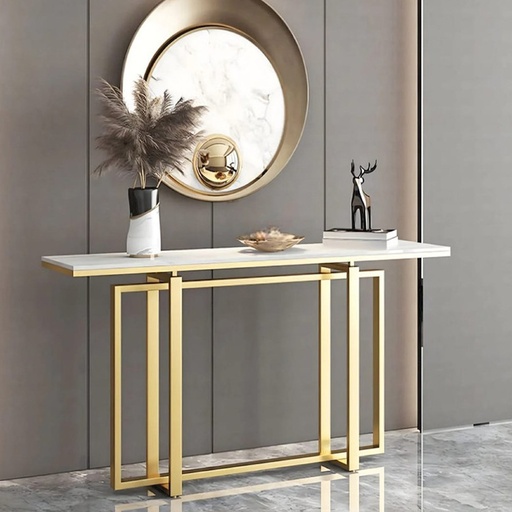 [Batch 9001003] Iron, MDF and Marble wood Console Gold and White - 130x40x100 cm