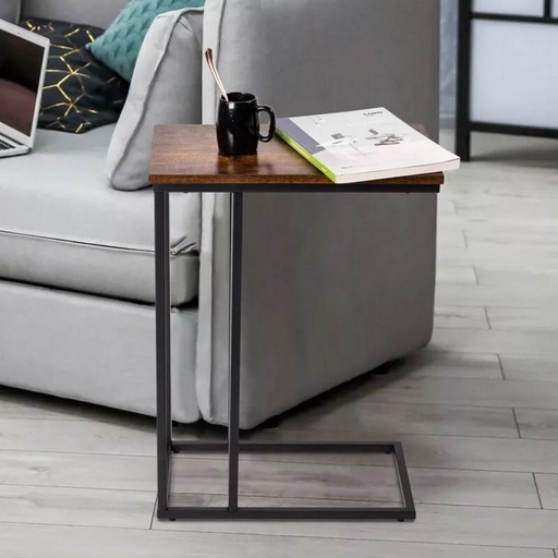 [AZAMCO1904] Side Table 45×25×63 cm - Black & Brown
