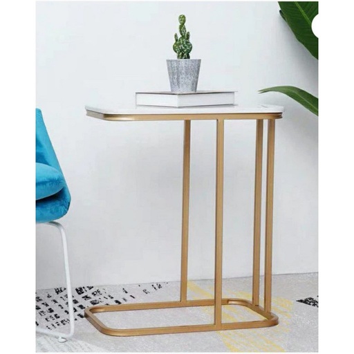 [AZAMCO1923] Side Table 50×30×58 cm - White & Gold

