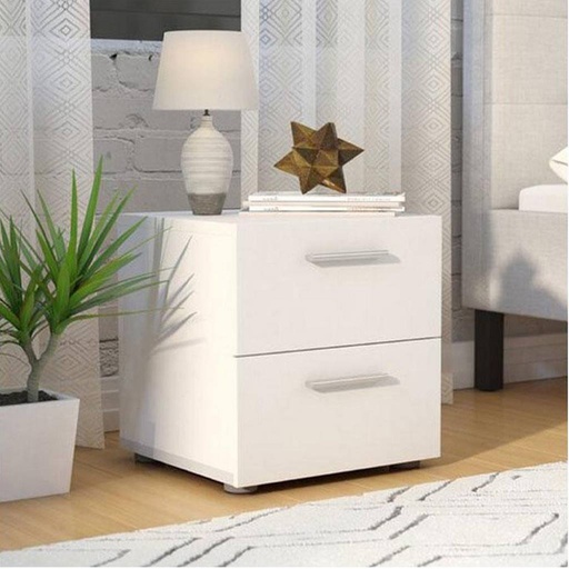 [OAK187771] طاولة سرير جانبية 50×40×60 سم - أبيض