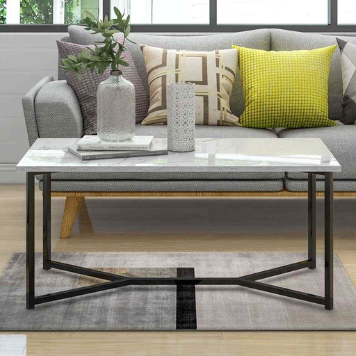 [OAK6] Coffee Table 45×55×110 cm - White & Black 