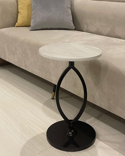 [OAK2367] طاولة جانبية 55×35 سم - أسود وأبيض