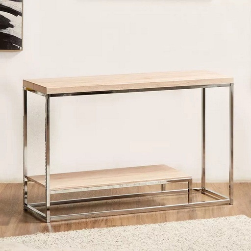 [OAK190090] طاولة مدخل 90×130×40 سم - بيج وفضي 
