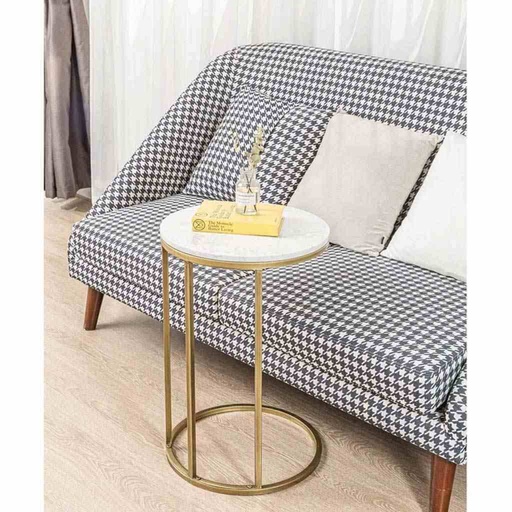 [OAK9] Side Table 55×45 cm - White & Gold