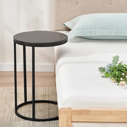 Metal and Marble Wood Side Table - 35x55 cm