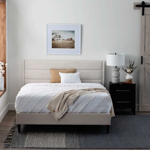 Swedish MDF and burlap Bed  Beige & Black
